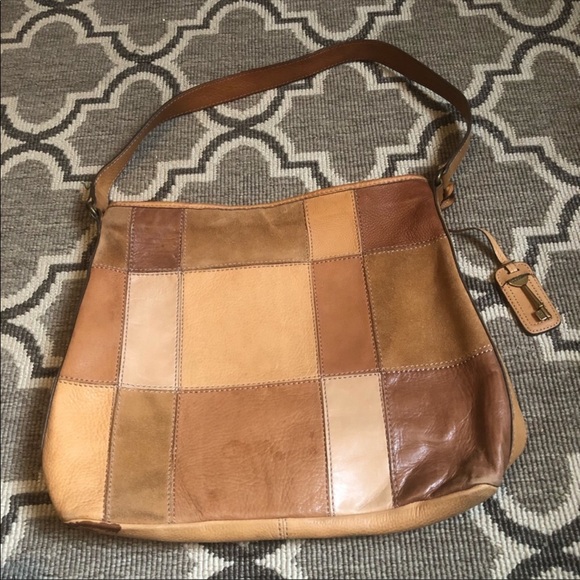 Fossil Handbags - Fossil Leather & Suede Patchwork Shoulder Bag